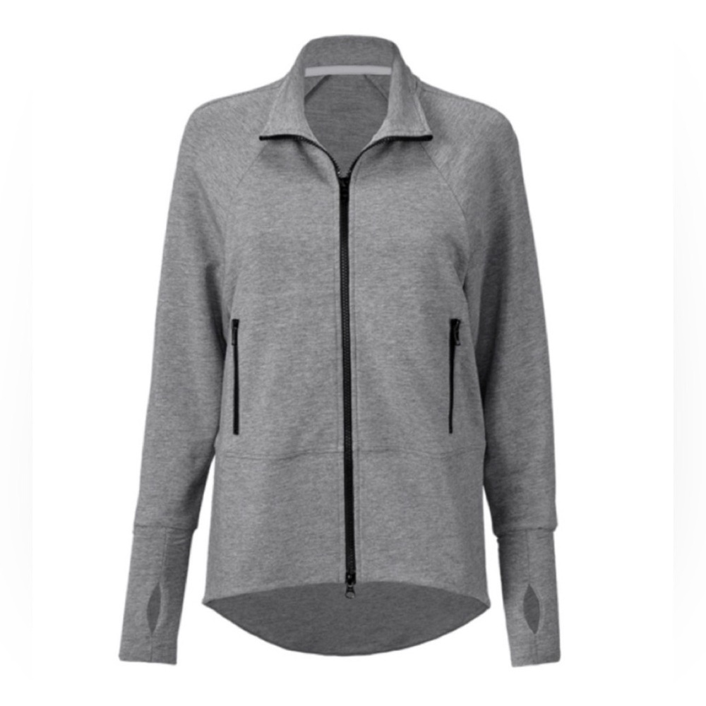 Cabi Pivot Jacket XS Monkey sleeves super soft full zip high low gray